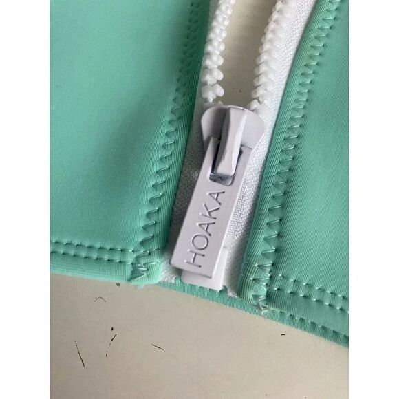 Hoaka Swimwear Bikini Top Neoprene Seafoam Teal Zipper Women’s Sz S+ - Picture 3 of 8